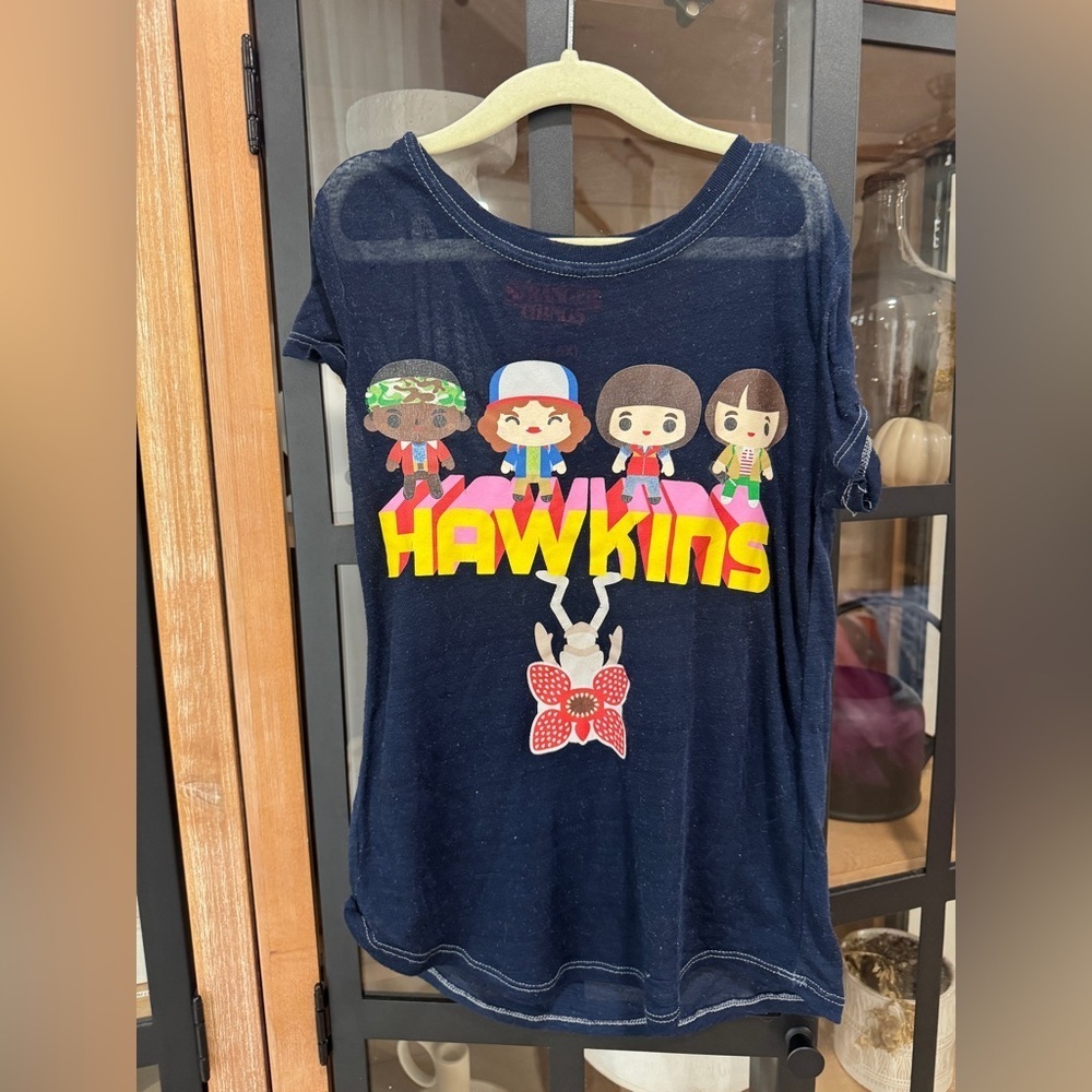 Stranger Things Hawkins tee will lucas dustin mike demogorgon graphic tshirt